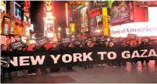 Masiva protesta en Nueva York contra el bombardeo sionista a Gaza.