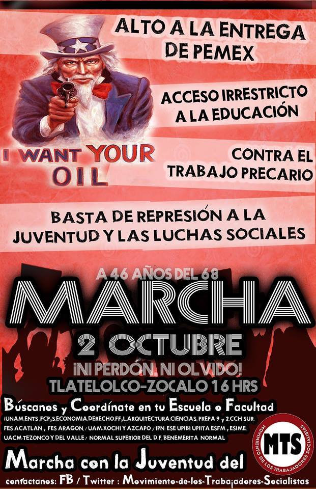 2 de octubre no se olvida! Marcha con el MTS