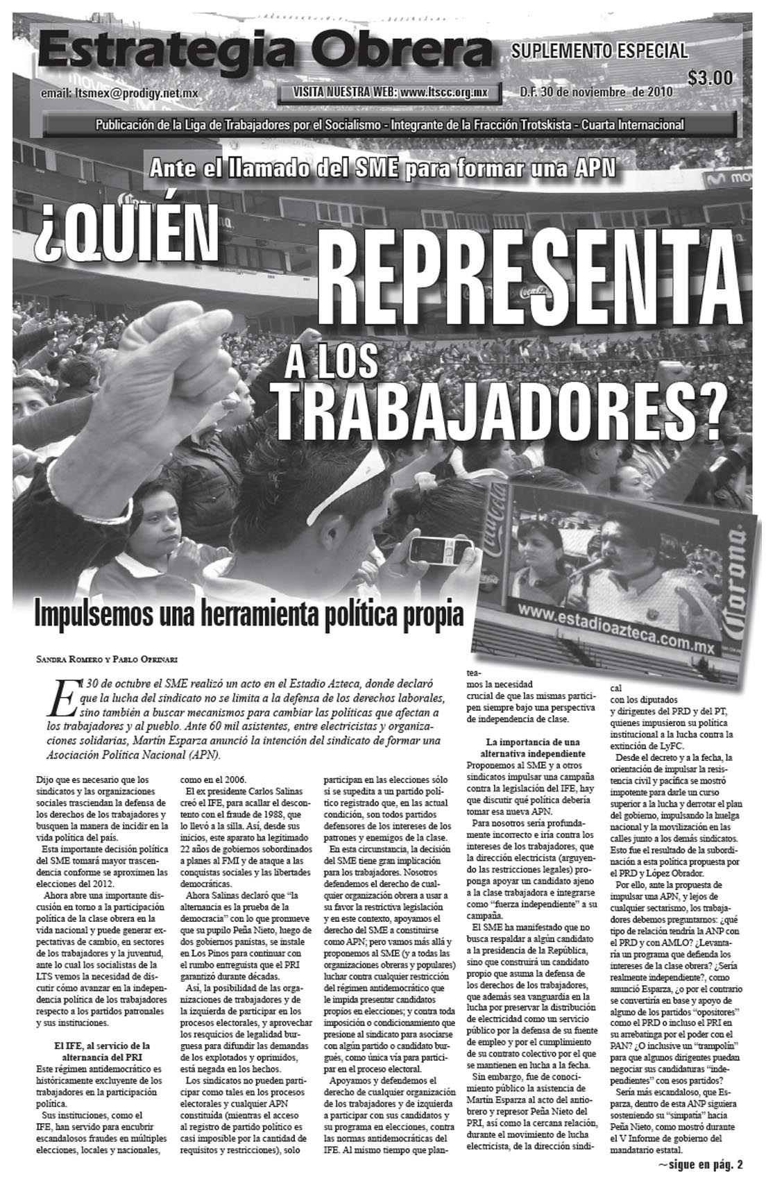 Estrategia Obrera - Suplemento Especial nov2010