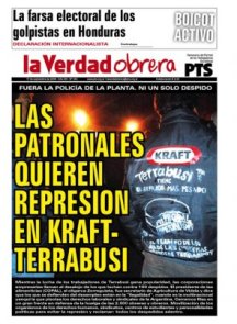 Portada de La Verdad Obrera, en solidaridad con la lucha de Kraft